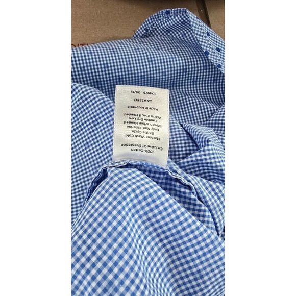 Talbots Large Shirt Top White and Blue Polka Dot Button Down Front Long Sleeve - Picture 8 of 8